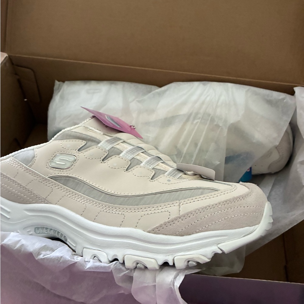 Skechers White and Silver Women's Sneakers